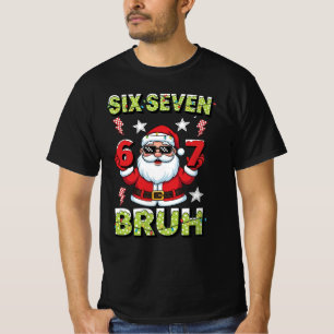 67 Meme Six Seven Bruh Dabbing Weihnachtsmann Lust T-Shirt