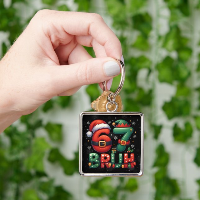 67 Meme Six Seven Bruh Funny Christmas 6 7 Schlüsselanhänger (Hand)