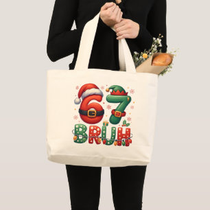 67 Meme Six Seven Bruh Lustiges Weihnachten 6 7 Jumbo Stoffbeutel