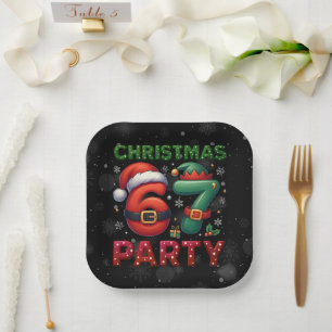 67 Meme Six Seven Bruh Lustiges Weihnachten 6 7 Pappteller