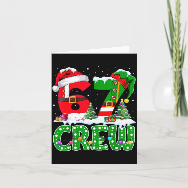 67 Meme Six Seven Christmas Crew Xmas Lights Famil Karte (Vorderseite)