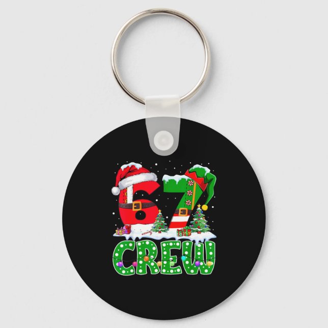 67 Meme Six Seven Christmas Crew Xmas Lights Famil Schlüsselanhänger (Vorderseite)