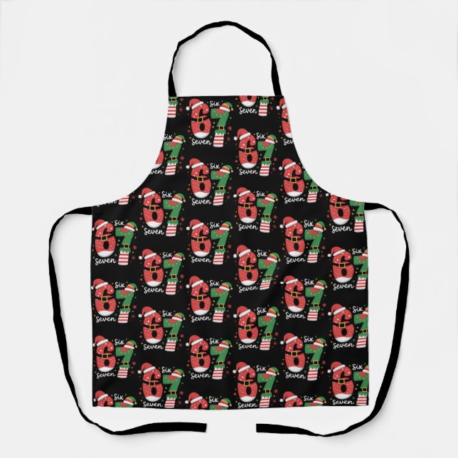 67 Meme Six Seven Elf Christmas Santa Hat Schürze (Vorderseite)