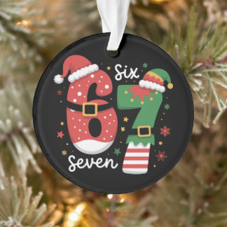 67 Meme Six Seven Elf Weihnachtsmann Mütze Ornament