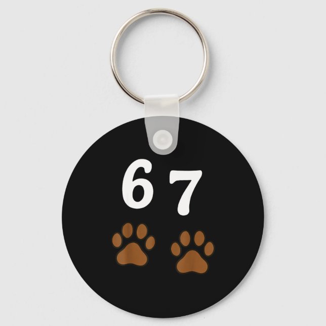 67 Meme Six Seven Funny Dog Paw  Schlüsselanhänger (Vorderseite)