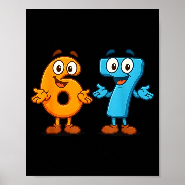67 Meme Six Seven Kids Number Blocks Math Teacher  Poster (Vorne)
