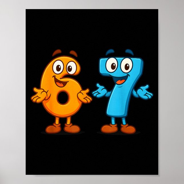 67 Meme Six Seven Kids Number Blocks Math Teacher  Poster (Vorne)