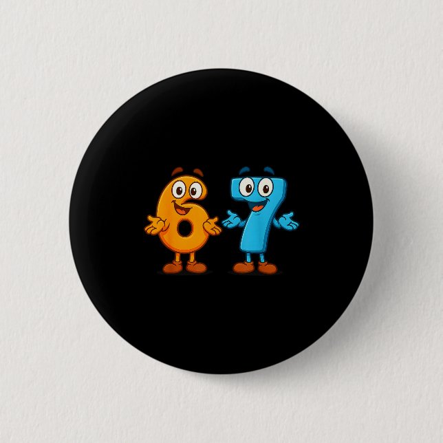 67 Meme Six Seven Kinder Zahlenblöcke Mathelehrer  Button (Vorderseite)
