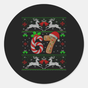 67 Meme Six Seven Lustiges Hässliches Weihnachten Runder Aufkleber