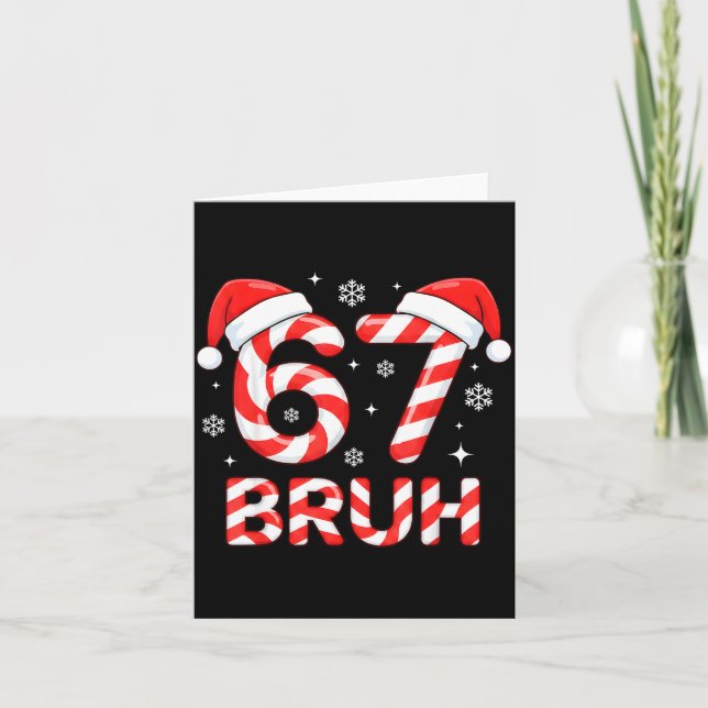 67 Meme Six Seven Memes Candy Cane Christmas Boys  Karte (Vorderseite)