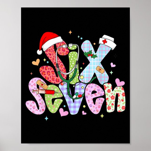 67 Meme Six Seven Nurse Christmas Funny Nursing Wo Poster (Vorne)