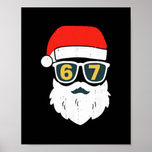 67 Meme Six Seven Santa Gesicht Kinder Männer Jung Poster