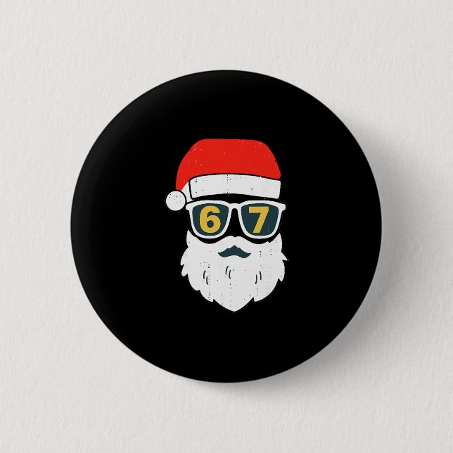 67 Meme Six Seven Weihnachtsmann Gesicht Kinder Mä Button (Vorderseite)