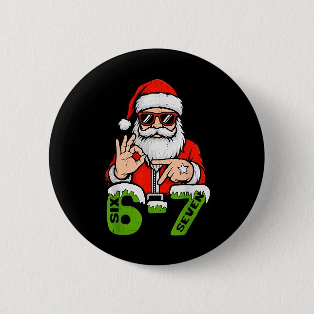 67 Meme Six Seven Weihnachtsmann Lustiges Weihnach Button (Vorderseite)