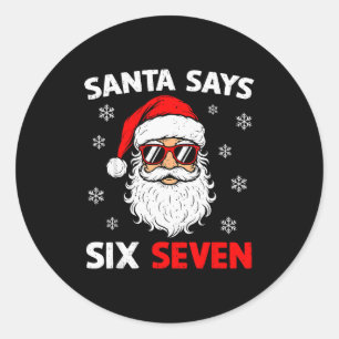 67 Meme Six Seven Weihnachtsmann Lustiges Weihnach Runder Aufkleber