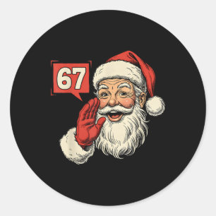 67 Meme Six Seven Weihnachtsmann Lustiges Weihnach Runder Aufkleber