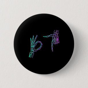 67 Meme Skelett Hand 6 7 Halloween Sechs Sieben  Button