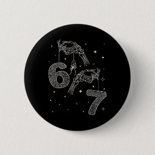 67 Meme Skelett Hand Lustig Halloween Sechs Sieben Button