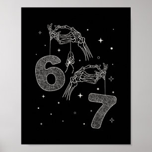 67 Meme Skeletthand Lustiger Halloween Sechs Siebe Poster