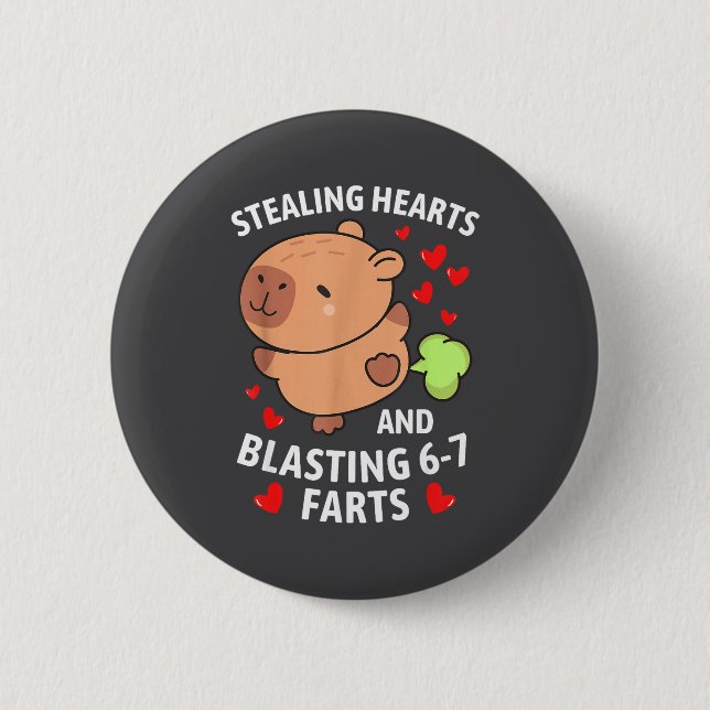 67 Meme Stealing Hearts Valentine's Day Capybara K Button (Vorderseite)