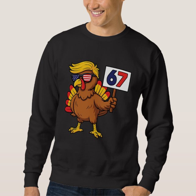 67 Meme Thanksgiving Turkey Day Six Seven Funny Tr Sweatshirt (Vorderseite)