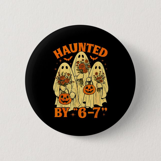 67 Meme Trendiger Geist Halloween Lustig Six Seven Button (Vorderseite)