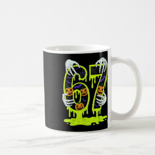 67 Meme Trendiger Skelett Halloween Lustig Six Sev Kaffeetasse