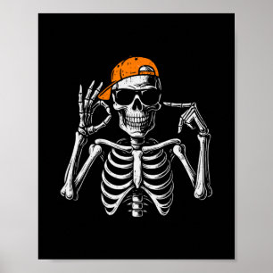 67 Meme Trendiger Skelett Halloween Lustig Six Sev Poster