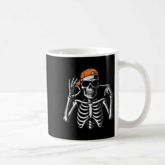 67 Meme Trendy Skeleton Halloween Funny Six Seven  Kaffeetasse (Rechts)