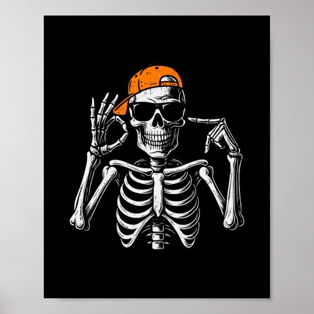 67 Meme Trendy Skeleton Halloween Funny Six Seven  Poster (Vorne)