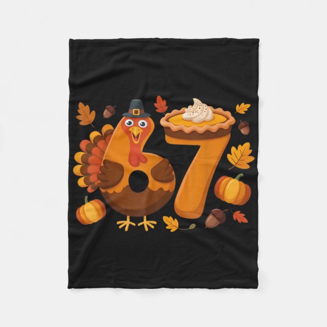 67 Meme Turkey 6-7 Funny Six Seven Thanksgiving  Fleecedecke (Vorderseite)