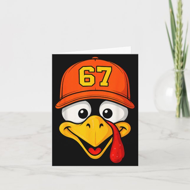67 Meme Turkey Face Six Seven Thanksgiving 6 7 Men Karte (Vorderseite)