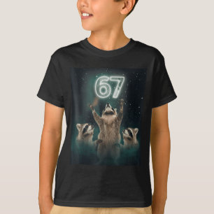 67 Meme Waschbär heult zum Mond 6 7 Lustig Weir T-Shirt