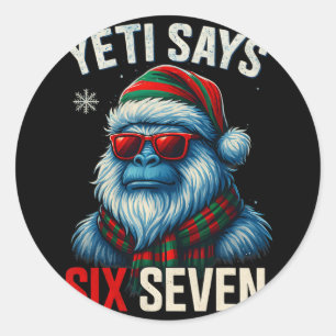 67 Meme Weihnachten Bigfoot Lustiger Yeti sagt sec Runder Aufkleber