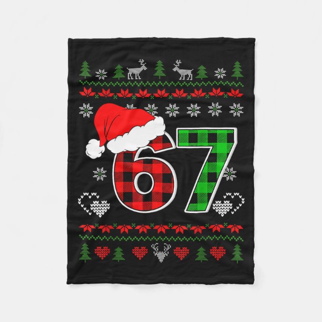 67 Meme Weihnachten Six Seven Xmas hässlicher Pull Fleecedecke (Vorderseite)
