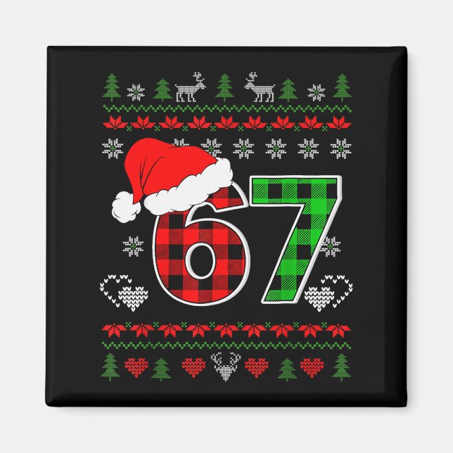 67 Meme Weihnachten Six Seven Xmas hässlicher Pull Magnet (Vorne)