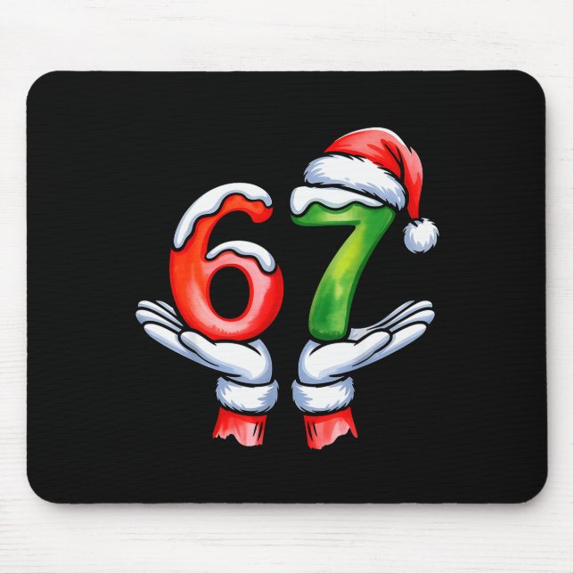 67 Meme Weihnachtsmann Hand Lustig Sechs Sieben We Mousepad (Vorne)