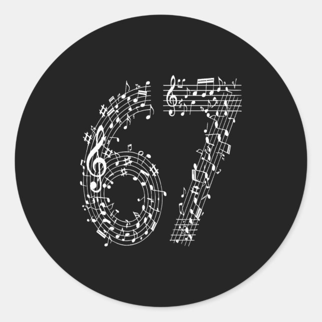 67 Music Meme Six Seven Music Teacher Musician  Runder Aufkleber (Vorderseite)