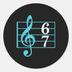67 Musik Meme Slang Six Seven Musiklehrer Lustig Runder Aufkleber