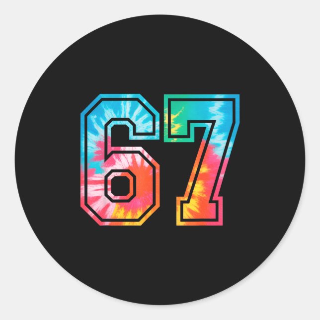 67 Number Meme Funny Six Seven Tie Dye Gen Alpha S Runder Aufkleber (Vorderseite)