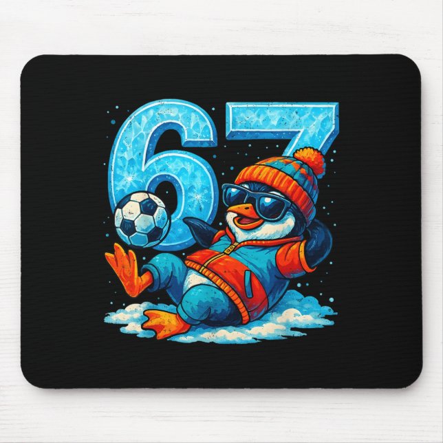 67 Pinguin Fußball Lustiges Winter Meme Geschenk _ Mousepad (Vorne)
