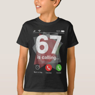 67 ruft Lustiges Gen Z Slang Meme-Telefonbildschir T-Shirt