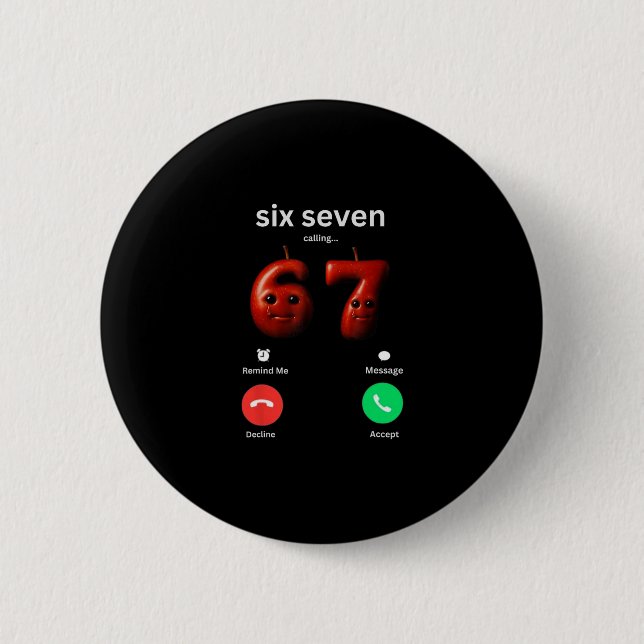67 Ruft Lustiges Meme 67 Dummes Ai Apple Brainro Button (Vorderseite)