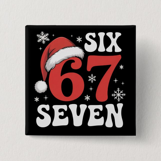 67 Santa Hat Christmas Six Seven Funny Sayings Button (Vorderseite)