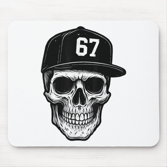 67 Schädel Halloween Brainrot Meme Six Seven Kinde Mousepad (Vorne)