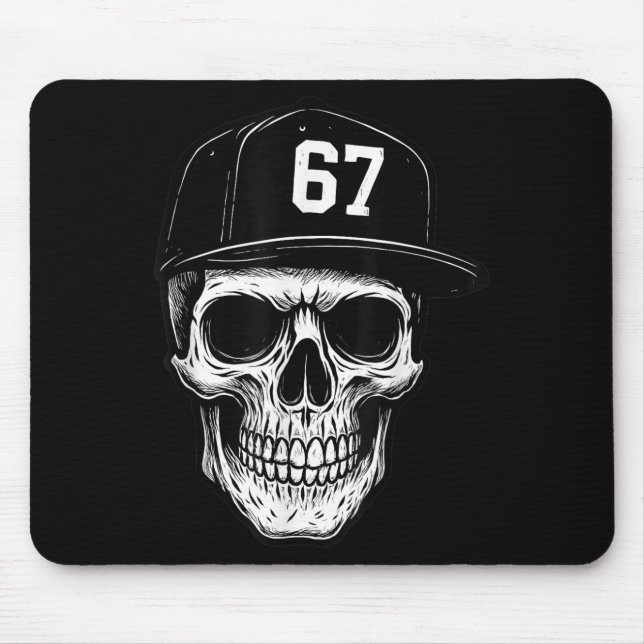 67 Schädel Halloween Brainrot Meme Six Seven Kinde Mousepad (Vorne)
