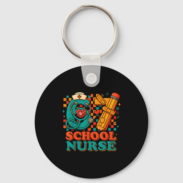 67 School Nurse Days Pencil Heart Funny Medical  Schlüsselanhänger (Vorderseite)