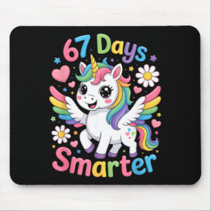 67. Schultag 67 Tage Schlauer Einhorn Lehrer Mousepad