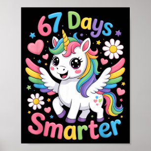 67. Schultag 67 Tage Schlauer Einhorn Lehrer Poster