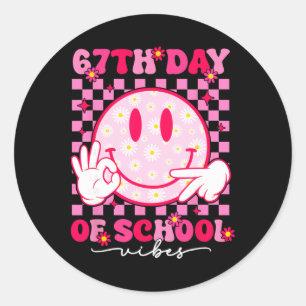 67. Schultag Vibes 67 Meme Cute Smile Gesicht T Runder Aufkleber